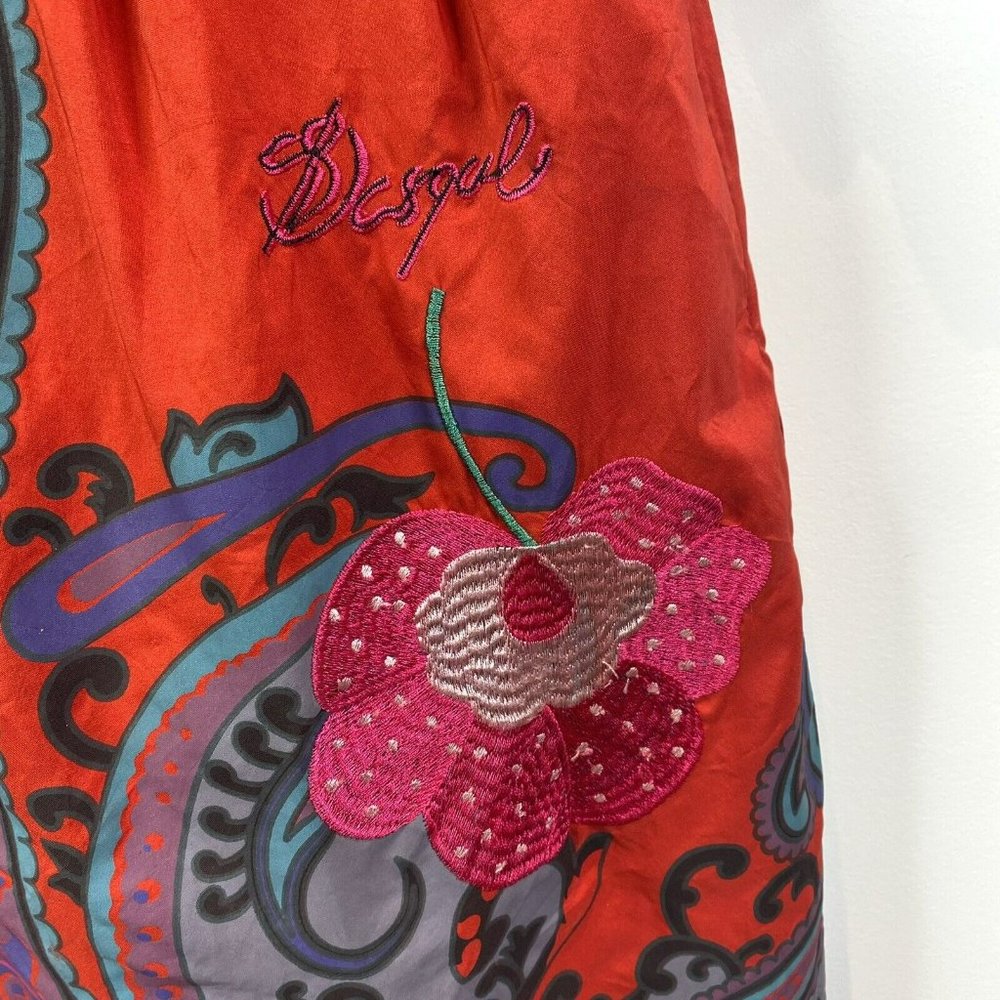 Desigual Galactic Tour Dress Satin Beaded Embroidered Size 38 US Small 6 - Picture 4 of 5